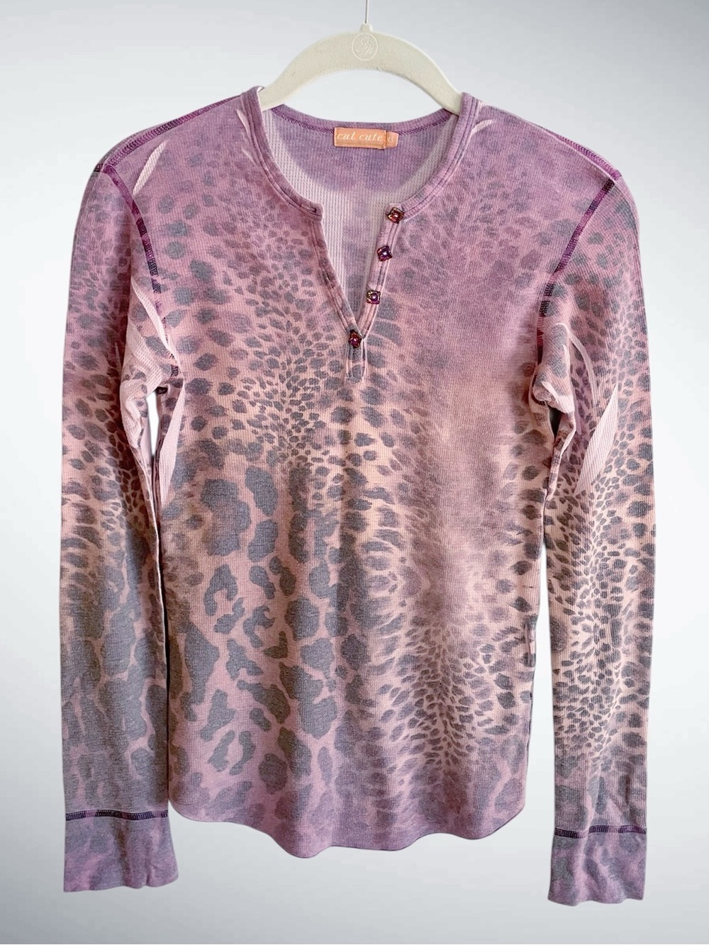 Cut Cute Purple Animal Print V-Neck T-Shirt